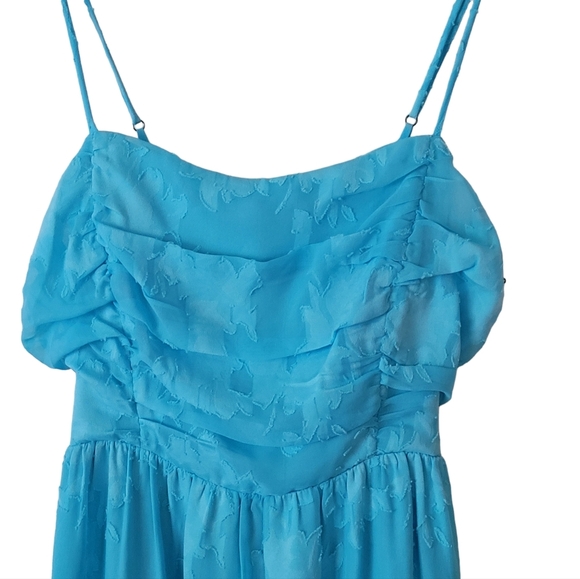 Chelsea28 Jacquard Bow Tie in Back Cutout Maxi Dress Blue M NWOT - Picture 6 of 16